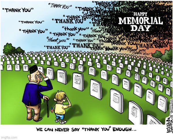 We can never say it enough | image tagged in comics,memorial day,in remembrance,sacrifice,cemetery,thank you | made w/ Imgflip meme maker