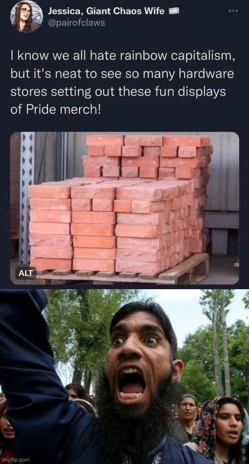 Pride Month in The Middle East | image tagged in img_6029 jpeg,angry muslim,bricks | made w/ Imgflip meme maker