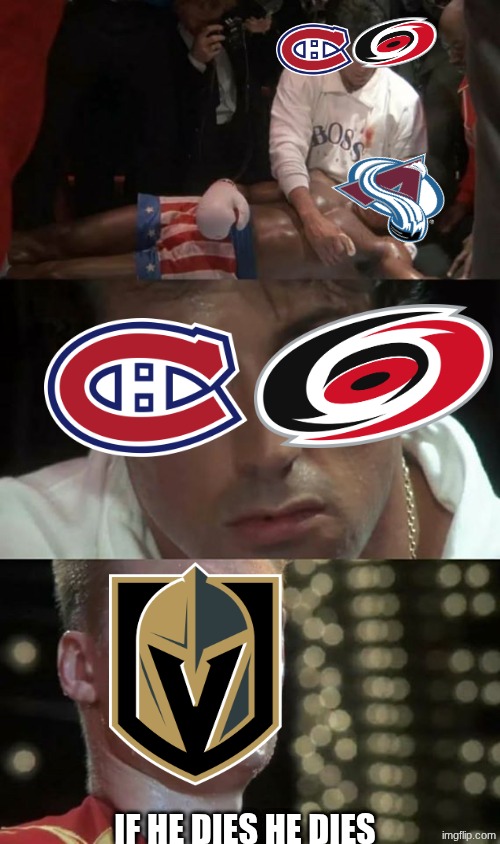 2026 Stanley Cup finals meme | if he dies he dies | image tagged in rocky drago apollo,stanley cup,nhl,hockey,canadiens,hurricanes | made w/ Imgflip meme maker