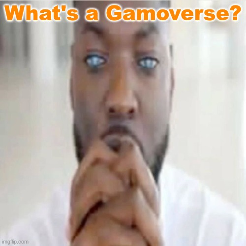 blue eyes guy son | What's a Gamoverse? | image tagged in blue eyes guy son | made w/ Imgflip meme maker