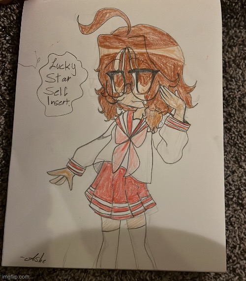 I drew myself to the lucky Star anime | made w/ Imgflip meme maker