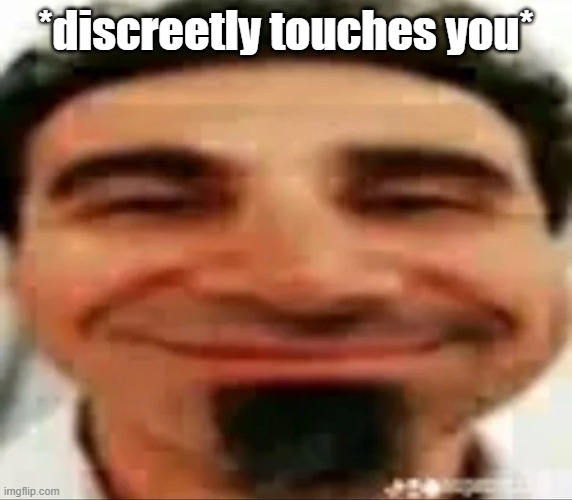 shitpost or smth, anyway here is Serj | *discreetly touches you* | image tagged in system of a down | made w/ Imgflip meme maker