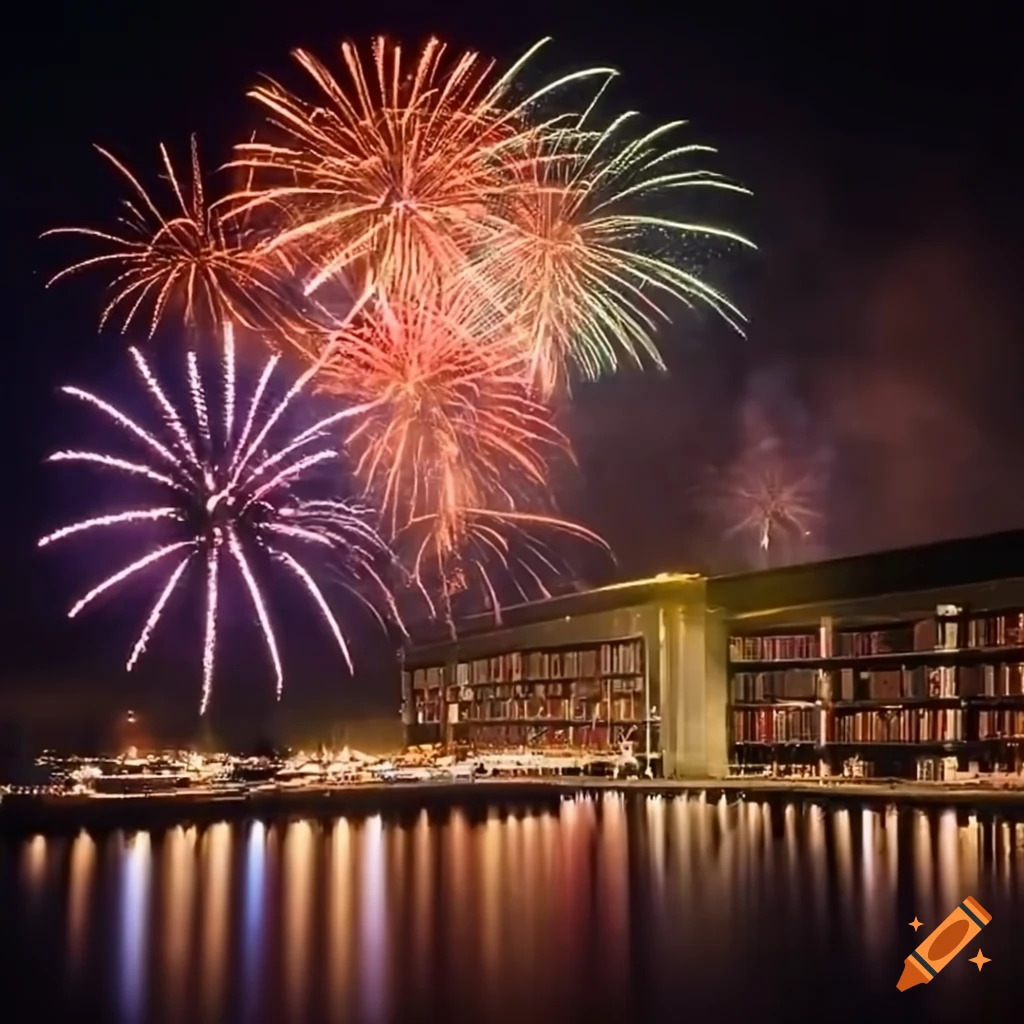 Fireworks at the library Blank Meme Template