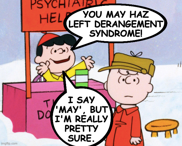 you may haz
left derangement
syndrome! i say
'may', but
i'm really
pretty
sure. | made w/ Imgflip meme maker
