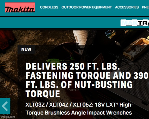 Nut-busting Torque (a screenshot directly from Makita's website) | made w/ Imgflip meme maker