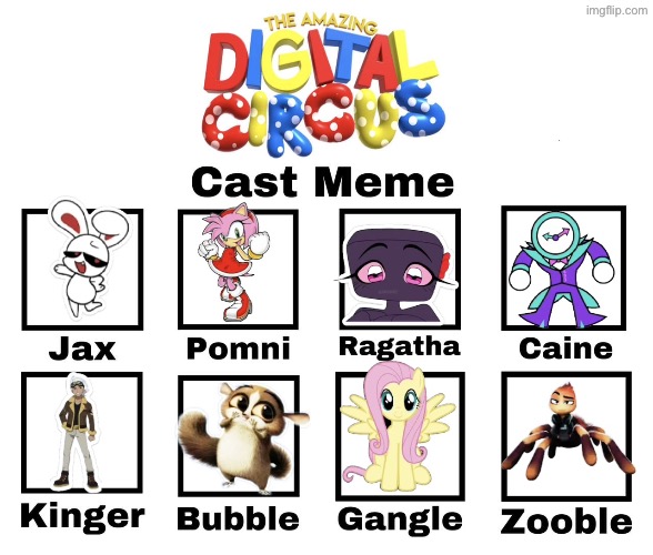 Here’s my TADC fancast if I were to make my own version of it | image tagged in the amazing digital circus,spoof cast,pomni,jax,caine | made w/ Imgflip meme maker