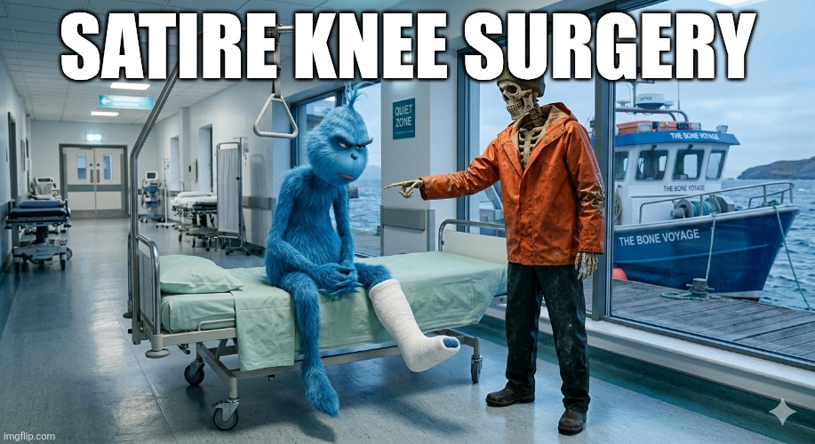 Skeleton met knee surgery | Satire knee surgery | image tagged in skeleton met knee surgery | made w/ Imgflip meme maker