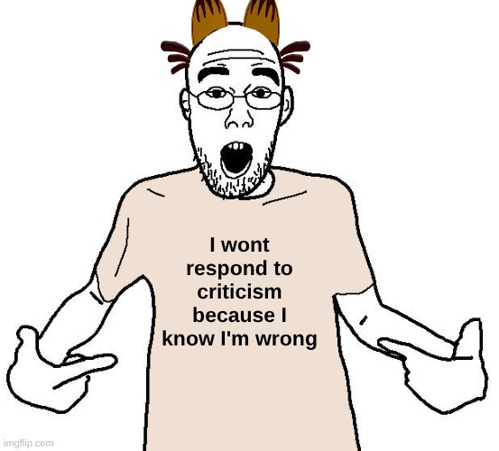 should I make this a temp | I wont respond to criticism because I know I'm wrong | made w/ Imgflip meme maker