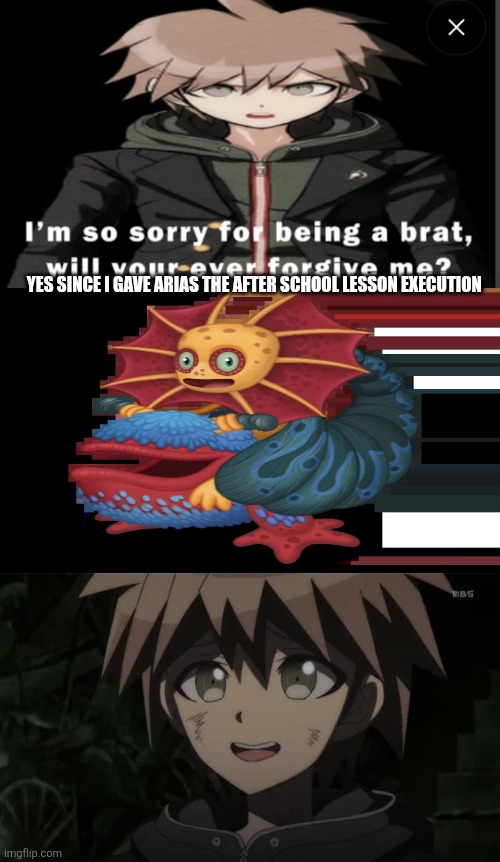 TF DID MAKOTO NAEGI DID TO YOU | Yes since I gave arias the after school lesson execution | image tagged in tf did makoto naegi did to you | made w/ Imgflip meme maker