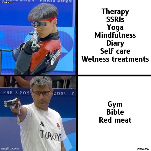 Trinity of fitness | image tagged in olympics,shooting,competition,fitness,bible,red meat | made w/ Imgflip meme maker