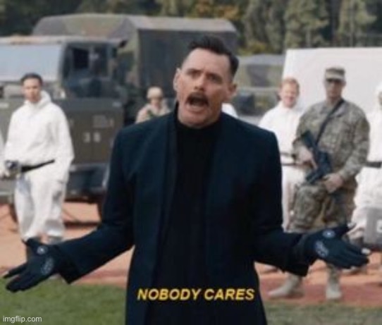 Nobody Cares | image tagged in nobody cares | made w/ Imgflip meme maker