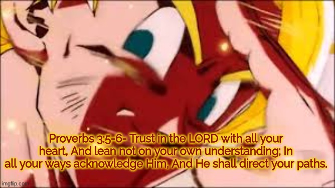 Faith is pure trust in the lord. | Proverbs 3:5-6- Trust in the LORD with all your heart, And lean not on your own understanding; In all your ways acknowledge Him, And He shall direct your paths. | image tagged in goku's noble sacrifice | made w/ Imgflip meme maker