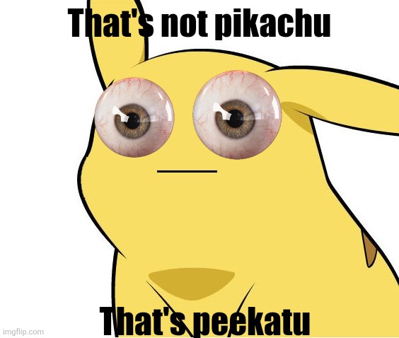 Pikachu Is Not Amused | That's not pikachu; That's peekatu | image tagged in pikachu is not amused | made w/ Imgflip meme maker