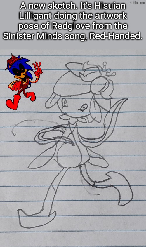 Green-Leaved | A new sketch. It's Hisuian Lilligant doing the artwork pose of Redglove from the Sinister Minds song, Red-Handed. | image tagged in sonic exe,pokemon,drawing,sketch,lilly the lilligant senior,sinister minds | made w/ Imgflip meme maker