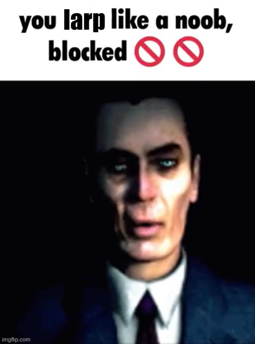 you larp like a noob, blocked | image tagged in you larp like a noob blocked | made w/ Imgflip meme maker