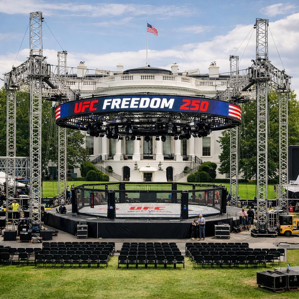 No, that’s not a Six Flags. A UFC ring is going up on the White Blank Meme Template