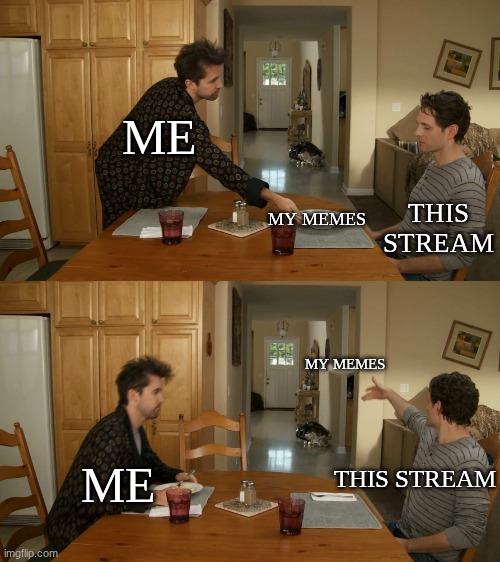 I don't have any good ideas anymore lol | me; this stream; my memes; my memes; me; this stream | image tagged in plate toss | made w/ Imgflip meme maker