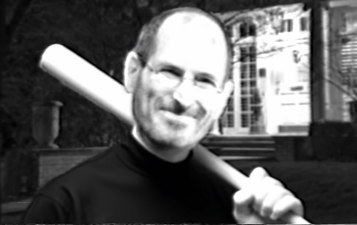 Steve Jobs holding a baseball bat Blank Meme Template