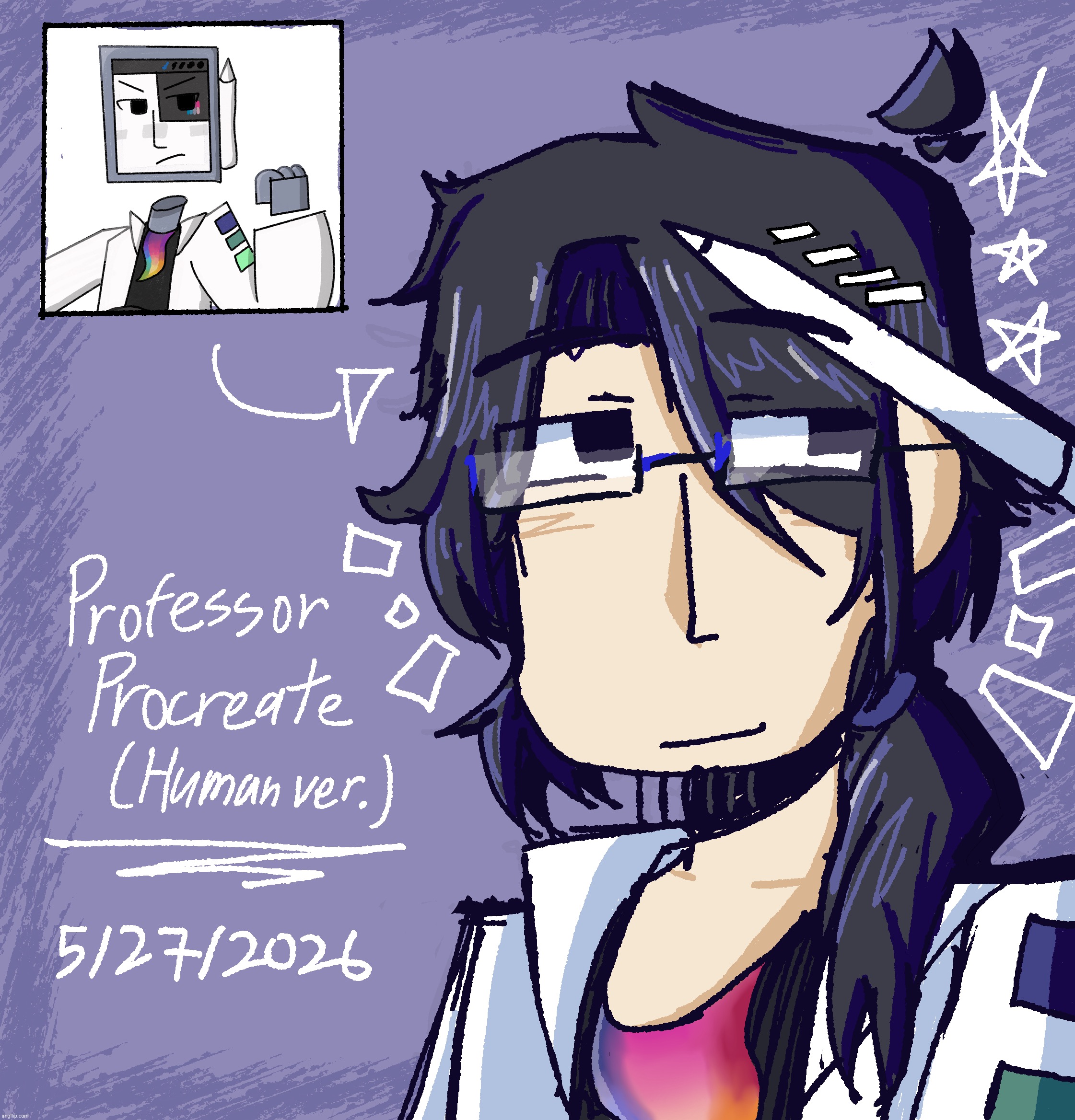 he’s human now | image tagged in professor procreate,human,gijinka | made w/ Imgflip meme maker