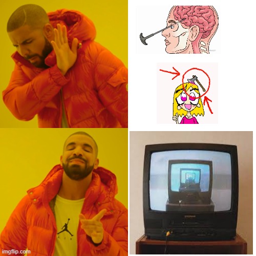 i prefer lobotomy song over the experiment and other song | image tagged in memes,drake hotline bling,lobotomy | made w/ Imgflip meme maker