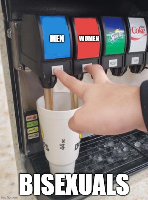 Double Soda Pour | men; women; bisexuals | image tagged in double soda pour | made w/ Imgflip meme maker