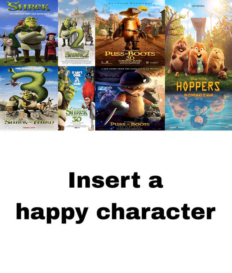 Who Loves 4 Shrek Movies, 2 PIB Movies And Hoppers Blank Meme Template