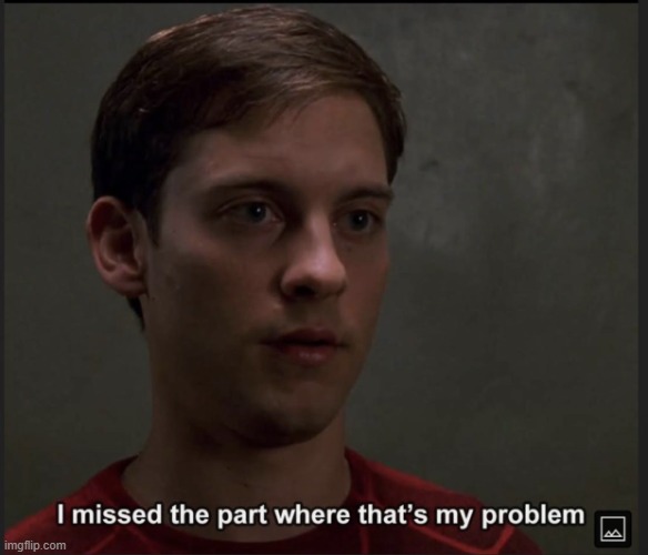 Spider-Man I missed the part where that’s my problem | image tagged in spider-man i missed the part where that s my problem | made w/ Imgflip meme maker
