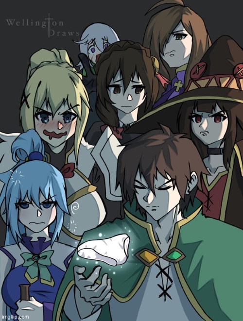 image tagged in konosuba,kazuma,megumin,aqua,darkness,yunyun | made w/ Imgflip meme maker