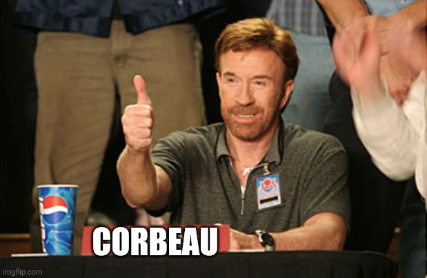 Chuck Norris Approves Meme | Corbeau | image tagged in memes,chuck norris approves,chuck norris | made w/ Imgflip meme maker
