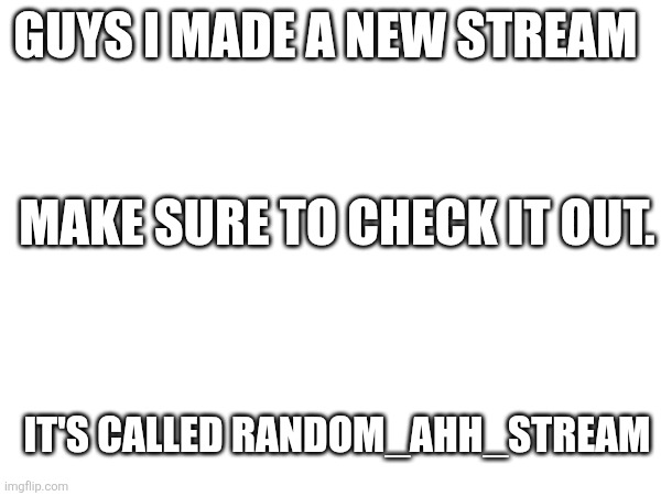 Guys I made a new stream; Make sure to check it out. It's called Random_ahh_stream | image tagged in idk what to put here | made w/ Imgflip meme maker