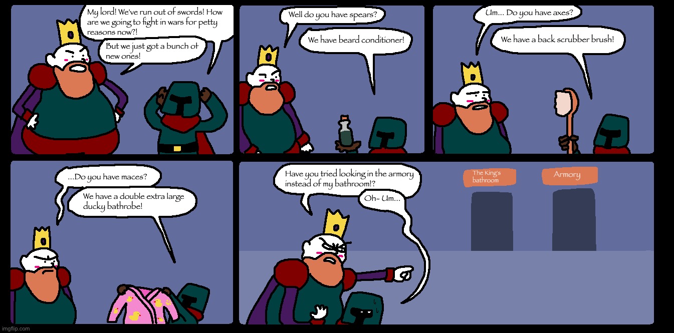 King and his son: armory | made w/ Imgflip meme maker