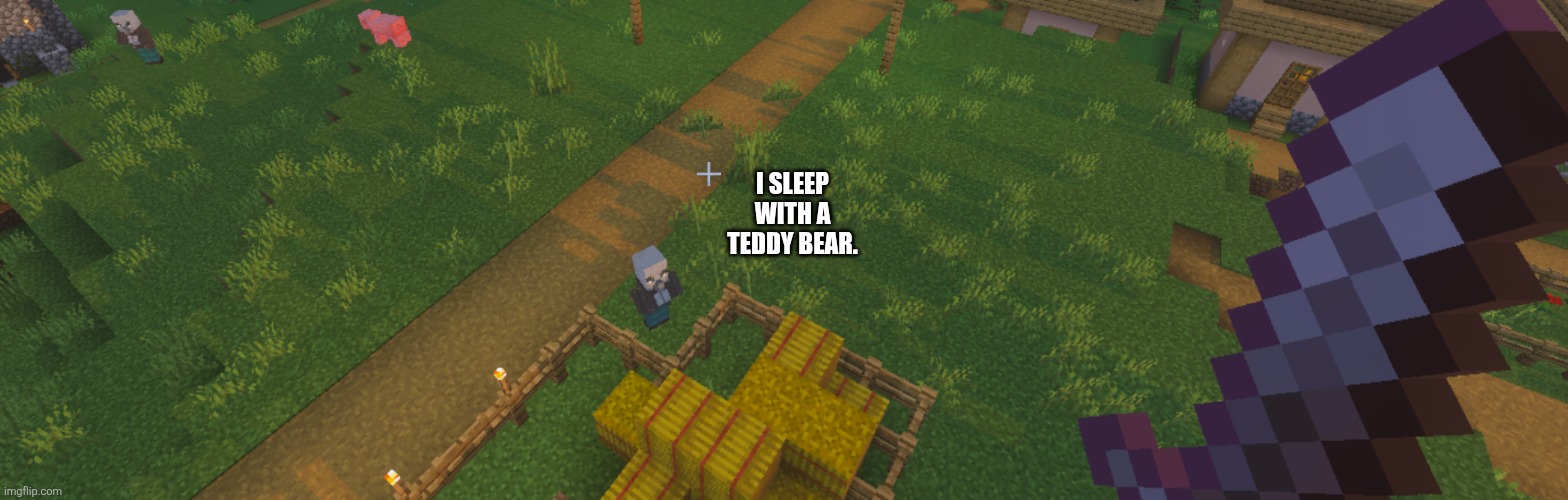 He is scared of creakings under his bed | I sleep with a teddy bear. | image tagged in vindicator | made w/ Imgflip meme maker