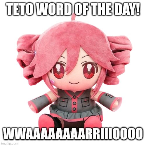 Teto picks Wario | Teto word of the day! WWAAAAAAAARRIIIOOOO | image tagged in teto plush,wario,teto,vocaloid,gaming,oh wow are you actually reading these tags | made w/ Imgflip meme maker