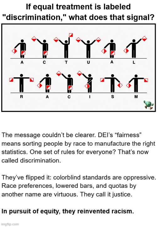 Are DEI policies consistent with equal treatment? | image tagged in maga,conservative,leftists | made w/ Imgflip meme maker