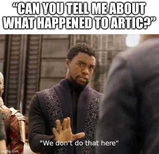 They say he didn’t have the guts | “Can you tell me about what happened to artic?” | image tagged in we dont do that here,memes | made w/ Imgflip meme maker