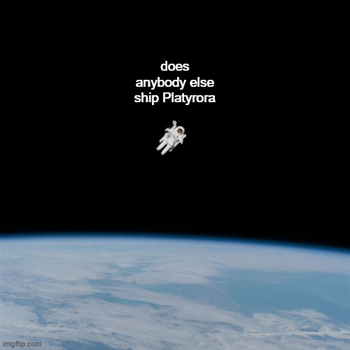 I'm curious | mod: i do| | does anybody else ship Platyrora | image tagged in astronaut,wings of fire | made w/ Imgflip meme maker