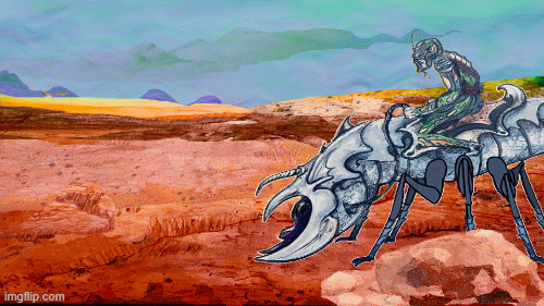 Bug Rider | image tagged in gifs,insects,scifi,bugrider | made w/ Imgflip images-to-gif maker