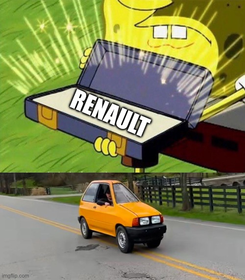 Renault Briefcase | Renault | image tagged in spongebob briefcase,car,skinny,renault | made w/ Imgflip meme maker