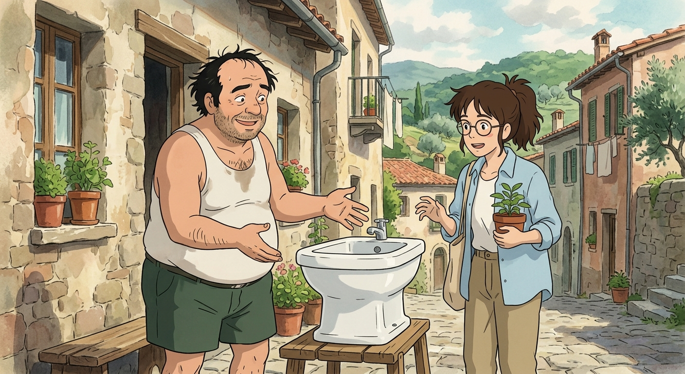 Man offering a bidet to a woman Blank Meme Template