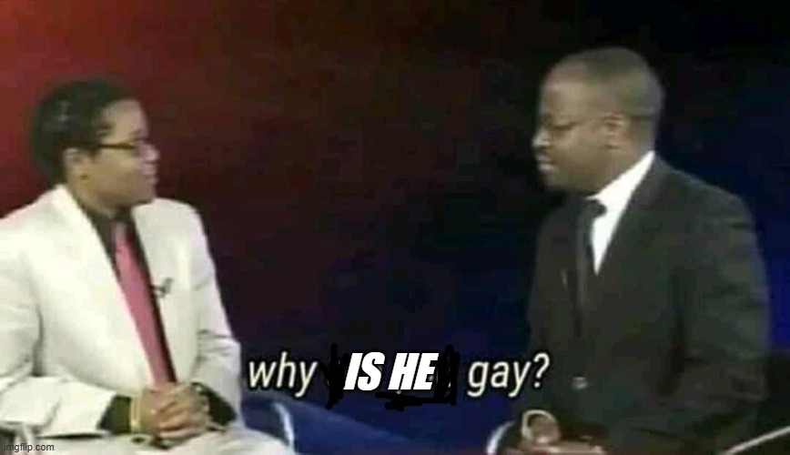 is he | image tagged in why are you gay | made w/ Imgflip meme maker