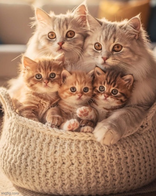 Kitty family | image tagged in kitty family | made w/ Imgflip meme maker