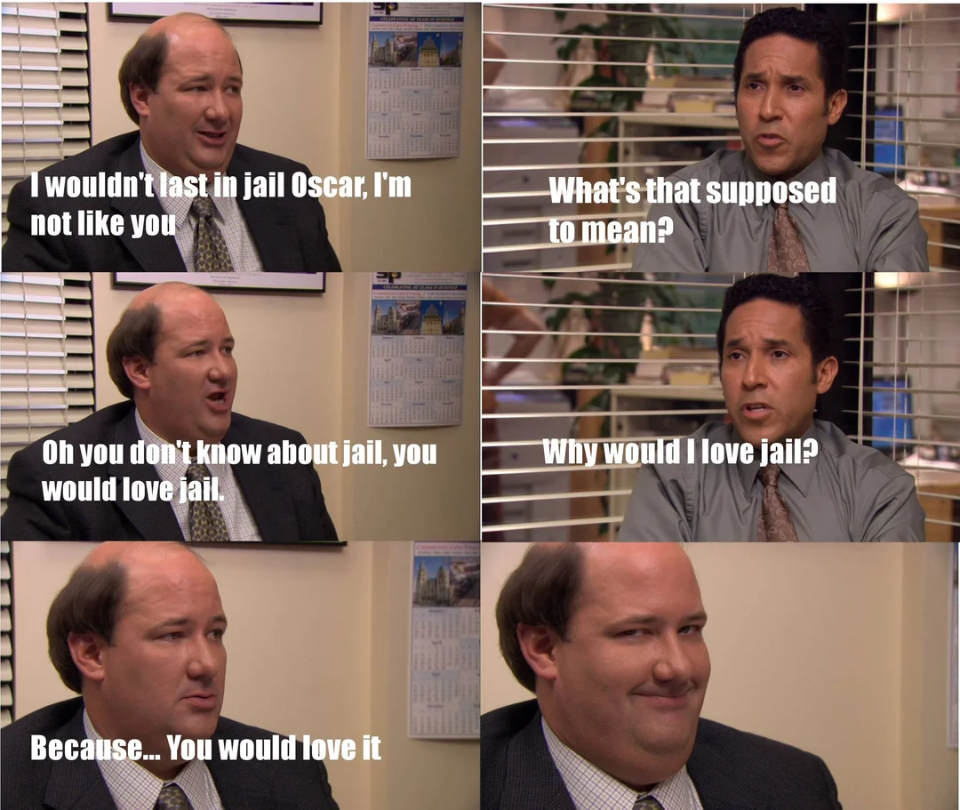kevin malone you would love jail Blank Meme Template