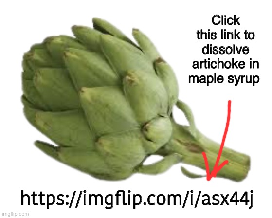 Dissolve artichoke in maple syrup | Click this link to dissolve artichoke in maple syrup; https://imgflip.com/i/asx44j | image tagged in memes,funny | made w/ Imgflip meme maker