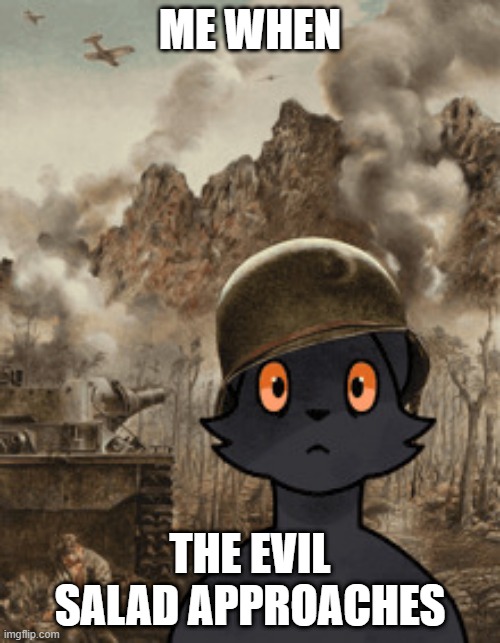 Elder Thornbacks, am I right? | Me when; The evil salad approaches | image tagged in expie warzone | made w/ Imgflip meme maker