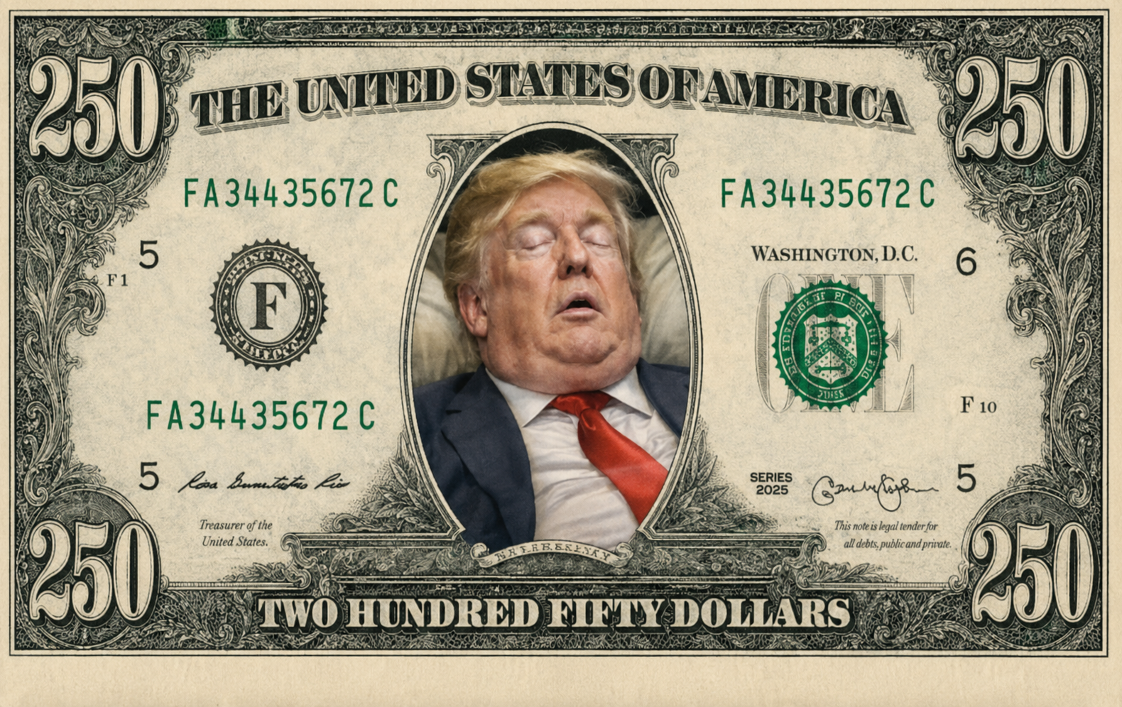 Trump 250 dollar bill, currency drug dealers terrorists bitcoin Blank Meme Template