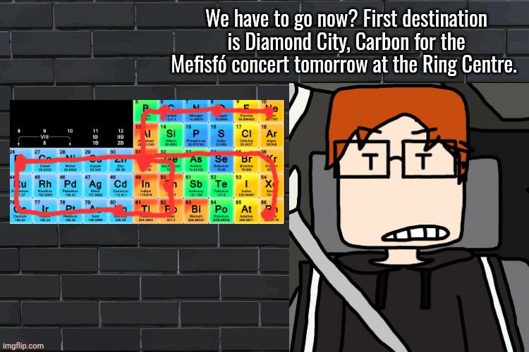 MC had to go to 6 states after the Mefistó concert with his cousin William, his uncle and his wife, AND CC! | We have to go now? First destination is Diamond City, Carbon for the Mefisfó concert tomorrow at the Ring Centre. | image tagged in background,expedition,mefisto,mc,moscovio may | made w/ Imgflip meme maker