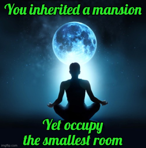 You inherited a mansion; Yet occupy the smallest room | image tagged in img_9341 jpeg | made w/ Imgflip meme maker