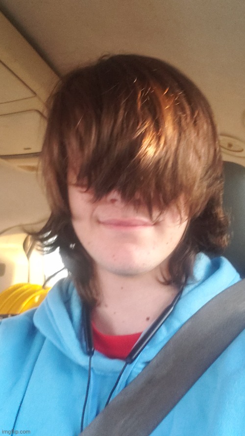 Old photo because I currently need to shave, I know by hair is covering my eyes but I felt very euphoric in this image | made w/ Imgflip meme maker