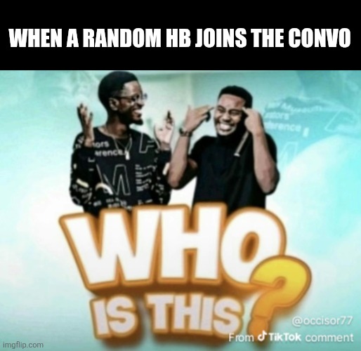 Who is this? | When a random hb joins the convo | image tagged in who is this | made w/ Imgflip meme maker