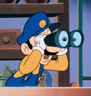 Luigi with Binoculars Blank Meme Template